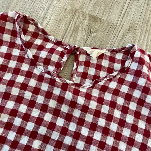 Womens Caution to the Wind Red/White Plaid Ruffle Blouse - S - Picture 3 of 6